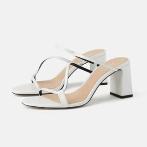 Zara White Strappy Heeled Sandals